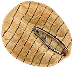 AMADEA Drevená miska mozaika v tvare orecha s luskáčikom, masívne drevo, 2 druhy drevín, 28x23x4,5 cm