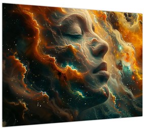 Sklenený obraz - Tvár vo vesmíre (70x50 cm)