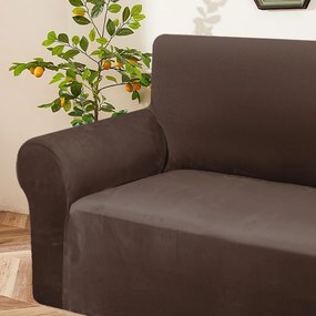 Elastický plyšový poťah na dvojmiestnu pohovku BestBerg / čokoláda