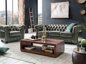 furniture-nabytek.cz - Dvojmiestna pohovka Chesterfield z pravej kože, zelená – 155×90×72 cm