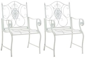 Kovová stolička Punjab s područkami (SET 2 ks) - Biela antik