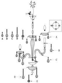 Eglo 39113- Luster CARPENTO 5xE14/40W/230V