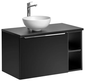 Závěsná skříňka SantaFe II s deskou a umyvadlem 80 cm černá/bílá