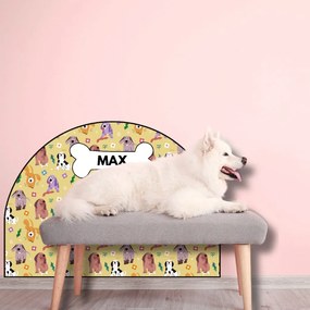 PIPPER. Ochranná textilná nálepka na stenu - Oblúk - Farebné psy Veľkosť: 83x60cm, Motív: s menom