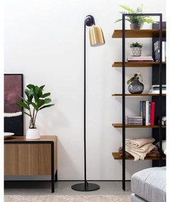 Čierna/v zlatej farbe stojacia lampa s kovovým tienidlom (výška 180 cm) Natsumi – Kave Home