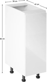 Dolná kuchynská skrinka D30 Aurellia (biela + biely lesk) (P). Vlastná spoľahlivá doprava až k Vám domov. 1015745