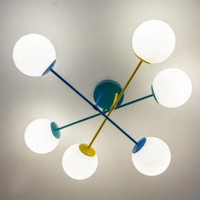 Prisadený luster MOON 6xE27/15W/230V tyrkysová/žltá/modrá