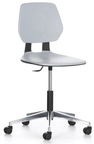 Pracovná stolička ALLOY Plast, nízka, na kolieskach, sivá