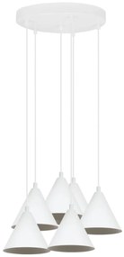 Závesné svietidlo Soho, 6x biele kovové tienidlo, o