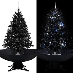 Snežiaci vianočný stromček s dáždnikovým podstavcom čierny 140 cm PVC 289932