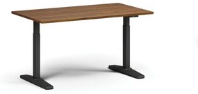 Výškovo nastaviteľný stôl, elektrický, 675-1325 mm, doska 1400x800 mm, čierna podnož, orech