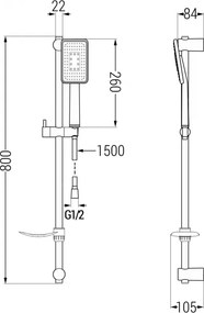 Mexen sprchový set DF54, čierna/chróm, 785544582-17