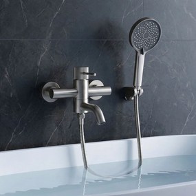 Rea Lungo, vaňová batéria s ručnou sprchovou súpravou, brúsená oceľ, REA-B8057