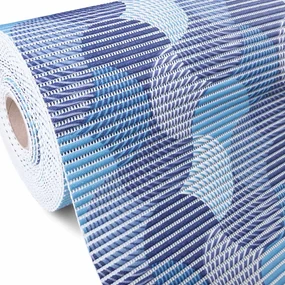 Kúpeľňová penová rohož / predložka PRO-035 Modro-biele vlnky - metráž šírka 65 cm
