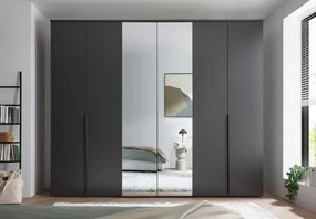 Šatníková skriňa so zrkadlami Kevo, 270 cm, grafitová