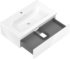 Mexen Orio, kúpeľňová skrinka 80 cm s umývadlom Vela, 1 zásuvka, biela lesklá, 91A10-08023-1-BF00-W23M00