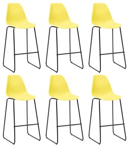 Barové stoličky 6 ks, žlté, plast