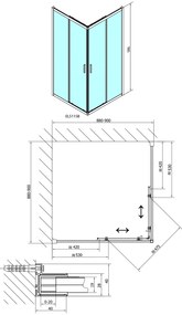 Polysan Polysan, EASY BLACK štvorcová sprchová zástena 900x900mm, číre sklo, EL5115B