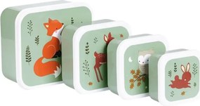 Sada 4 škatuliek na obed a desiatu lesní priatelia