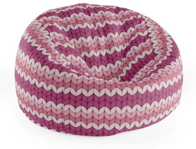 Sablio Sedací vak Cocoon Striedajúce ružové pletenie - 115 x 75 cm x 45 cm