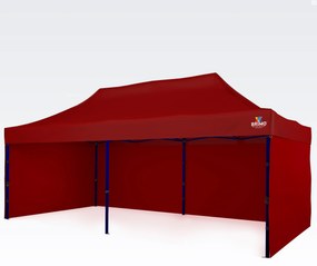 BRIMO Nožnicový párty stan EXCLUSIVE oceľ 3x6 m s 3 stenami červený