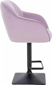 LuxuryForm DESIGN Barová stolička AVOLA VELUR na čiernej hranatej podstave - levanduľa