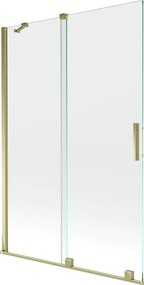 Mexen Velar, 2-krídlová posuvná vaňová zástena 120 x 150 cm, 8mm číre sklo, zlatý lesklý profil, 896-120-000-01-50