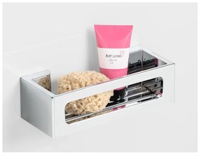 Strieborná samodržiaca plastová kúpeľňová polička Bralia - Wenko