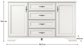 Komoda KENTAKT KOM2D4S, alpská biela