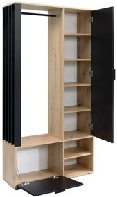 Predsieňová skriňa PETERS dub artisan + čierna 100 cm