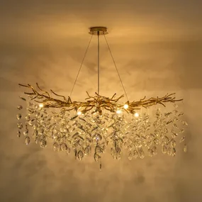 Luster na lanku glamour zlatý CINDY fi100 cm, 10xG9