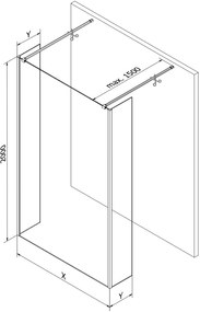 Mexen Kioto, 3-stenová sprchová zástena Walk-In 90 x 30 x 30 cm, 8mm číre sklo, zlatý lesklý profil,800-090-030-222-50-00-030