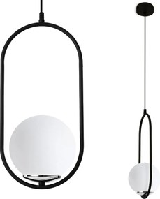 Závesné svietidlo Florence, 1x biele sklenené tienidlo, b/ch, U