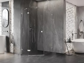 Mexen Lunar, päťuholníkový sprchový kút s ľavým sklonom 80 x 100 cm, 8mm číre sklo, chrómový profil, 831-080L-100P-01-00-L