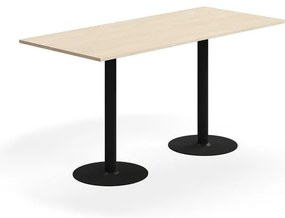 Barový stôl ALVA, 1800x800x900 mm, s kotvením do zeme, HPL, čierna/breza