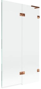 Mexen Lunar L, 2-krídlová vaňová zástena pravá 100 x 150 cm, číre sklo, ružové zlato, 897L-100-100-60-00-P