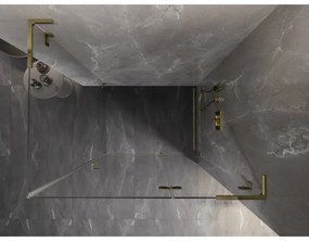 Mexen Lunar, L výklopný sprchový kút pravý 90 x 70 cm, 8mm číre sklo, zlatý profil, 834L-090-070-50-00-P