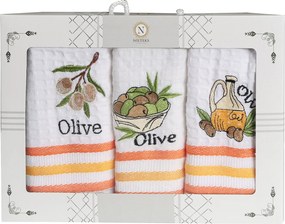 KUCHYNSKÉ UTIERKY OLIVE SADA 3 KS 35X50 CM VZOROVANÉ