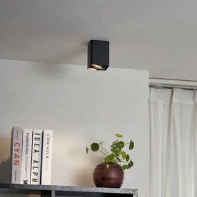 Dizajnový prisadený reflektor čierny GU10 70 mm otočný a naklápací - Vox