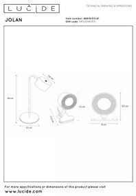 Lucide 46619/03/41 - LED stmievateľná stolová lampa JOLAN LED/3,5W/5V