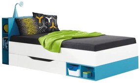 Detská posteľ Moli 90x200cm   - Biely lux//tyrkys