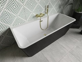 Mexen Volta, voľne stojaca vaňa na stenu 170 x 75 cm + zlatá odtoková zátka a prepadový otvor, čierna - biela, 51131707575-G