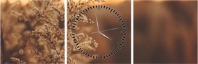 Obraz kvitnúcej trávy (s hodinami) (90x30 cm)
