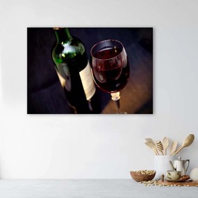 Gario Obraz na plátne Fľaša a pohár na víno Rozmery: 60 x 40 cm