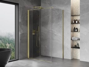 Mexen Mist-F T, 1-krídlový skladací sprchový kút ľavý 100 x 95 cm, číre sklo, zlatý lesklý profil, 8A6T-100-095-50-00-L
