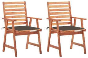Vonkajšie jedálenské stoličky 2 ks s podložkami masívne akáciové drevo