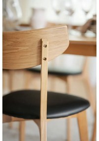 Hnedá dubová jedálenská stolička s čiernym sedadlom Rowico Ami