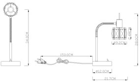 Globo 54356-1T - Stolná lampa KRIS 1xE14/40W/230V