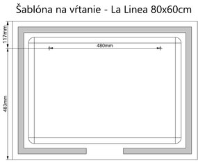 LED zrkadlo La Linea 80x60cm teplá biela - dotykový spínač