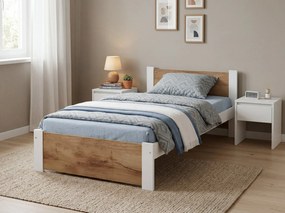 Posteľ IKAROS 80 x 200 cm, biela/dub artisan Rošt: Bez roštu, Matrac: Bez matraca